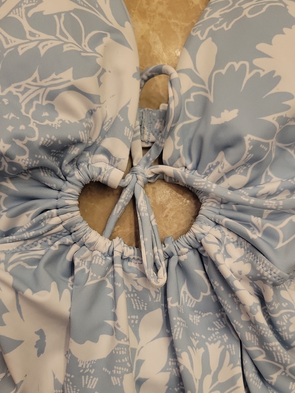 Sanctuary Light Blue & White Floral One-Piece Swimsuit with Front Tie, XS - Picture 13 of 16
